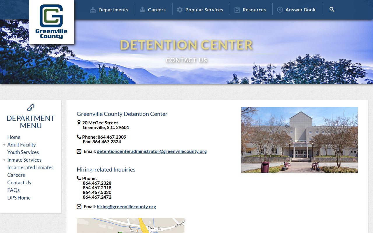 Greenville County Detention Center release verification contact page